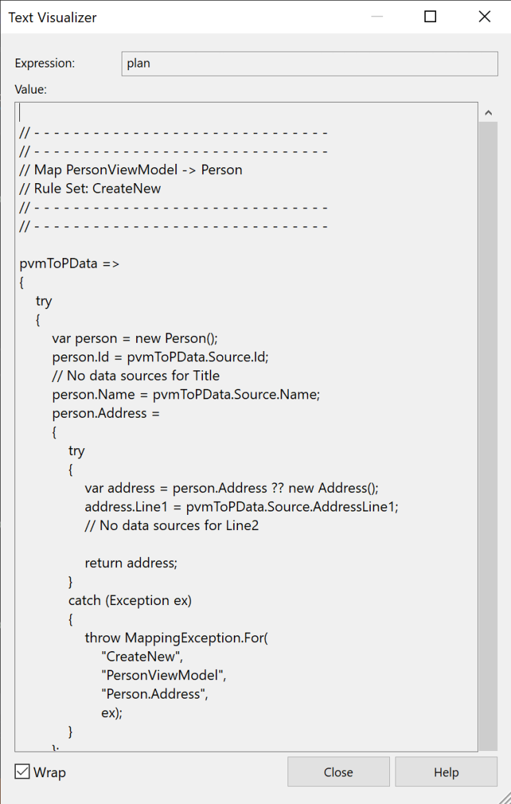An example string mapping plan